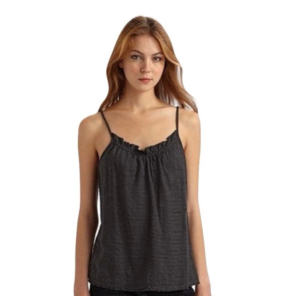 Eileen Fisher CHARCOAL Wool Blend Cami w/shirring Medium. Raw edge hem . - Picture 1 of 7